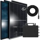 sunniva Balkonkraftwerk Set 3016W / 2000W BIFACIAL Black Frame, (mit 2000W Astro Energy Micro Wechselrichter Wifi Bluetooth, upgradebar drosselbar, 4x580W Solarmodule (PMax: 2320 W / Bifaciale Max: 3016 W Gesamtleistung), 5m Kabel, steckerfertige