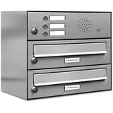 AL Briefkastensysteme 2 Fach Edelstahl Silber