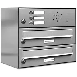 AL Briefkastensysteme 2 Fach Edelstahl Silber