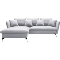 andas Ecksofa »LIVORNO,258 cm, L-Form,«, Schlaffunktion u. Bettkasten (139/224cm), Samt, Struktur, Webstoff, grau