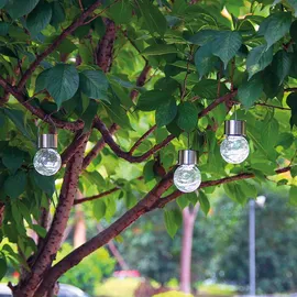 esotec Solar Hängeleuchten 3er-Set Crackle Balls warmweiß 102309