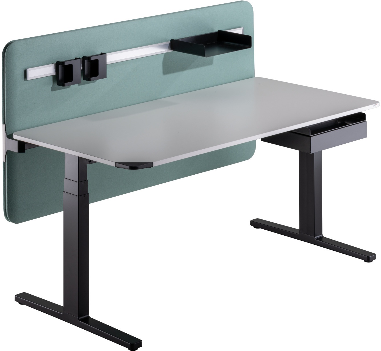 Winea Flow Schreibtisch mit Akustik-Tischtrennwand