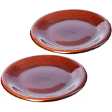 Kadax Teller aus Ton mit Keramikschicht, Speiseteller, Klein, 2 Stück)