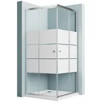 Hopibath Eckdusche Duschkabine 80x80 Eckeinstieg Schiebetür 80x80x185cm, BxT: 80x80 cm, 5mm Sicherheitsglas, Duschabtrennung, Schwarz / Weiß / Chrom / Milchglas / Klarglas, (78-80) x (78-80) x 185cm, 16 Türrollen, Schnellfreigabefunktion silberfarben