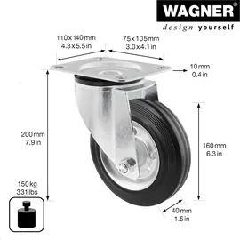 wagner® design yourself Transportgeräte-Lenkrolle RO 6160 160 mm