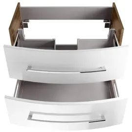 Fackelmann Waschbeckenunterschrank Verona 79,4 x 57,5 x 45,5 cm Weiß Hochglanz/Nussbaum