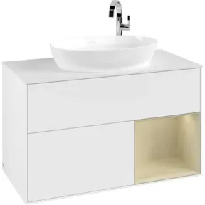 V&B Waschtischunterschrank Finion 100, Pl w m, Reg si Gr m Lac, wh. m Lac