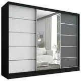 A&J MöbelLand Schiebetürenschrank AURELIA 1 200 x 215 x 59,5 cm Schwarz/Weiß