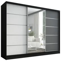 A&J MöbelLand Schiebetürenschrank AURELIA 1 200 x 215 x 59,5 cm Schwarz/Weiß