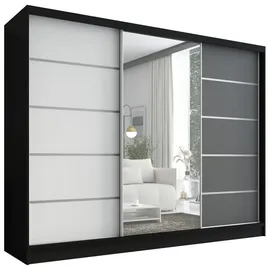 A&J MöbelLand Schiebetürenschrank AURELIA 1 200 x 215 x 59,5 cm Schwarz/Weiß