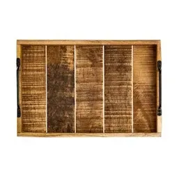 amagohome Serviertablett Holztablett Set 2 Stück 46x31cm Tablett Holz Serviertablett Deko Tablett Mangoholz