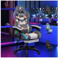 Luxuskollektion Gaming Stuhl LED 8-Punkt-Massage Grau