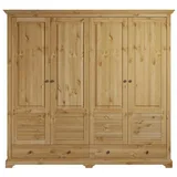 Home affaire Kleiderschrank Rauna, aus massiver Kiefer, 4-türig, mit Lamellen und Kassetten (B/H/T ca. 203/183/61) FSC® zertifiziertes Massivholz (Kiefer), robuste Qualität beige