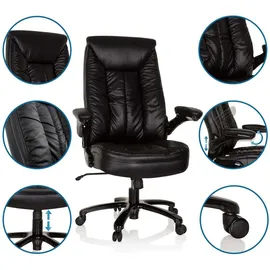 HJH Office XXL Drehstuhl INSTRUCTOR III Kunstleder Schwarz Bürostuhl bis 220kg belastbar, Armlehnen klappbar