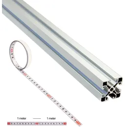 SCHMIDT systemprofile Längenanschlag D 2m Aluminium-Profil Säge-Anschlag 1m-1m Mitte Maßband Stahl 2x Ablängklappe