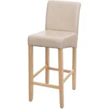 Mendler Barhocker HWC-C33, Barstuhl Tresenhocker, Holz MVG-zertifiziert ~ creme, helle Beine, Kunstleder