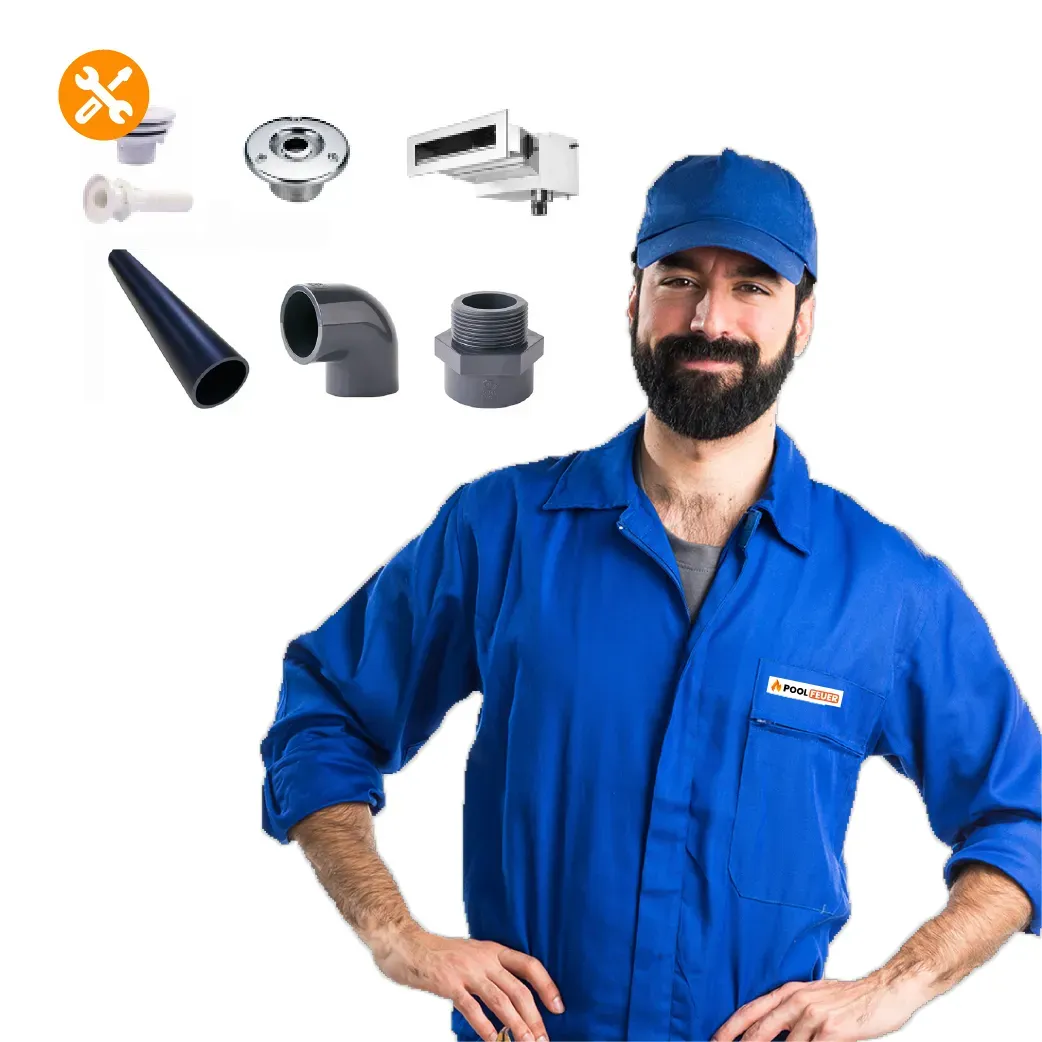 Verrohrung von Einbauteilen zum Standort der Pooltechnik