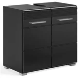 furnling Waschbeckenunterschrank Helsinki 2 Türen, 2 Fächer, Badschrank, Badmöbel, Unterschrank, 60 cm breit schwarz