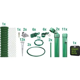 GAH Alberts Alberts Maschendrahtzaun als Zaun-Komplettset, mit Einschlagbodenhülse und Kniekissen | verschiedene Längen, Höhen und Farben | anthrazit-metallic 125 cm Länge 25 m
