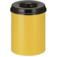 ReinigungsBerater Sicherheitspapierkorb, selbstlöschend, Stahl, 15 Liter, Gelb, Schwarz