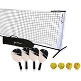 L.A. Sports Paddel-/Pickleball-Set mit Netz, 4 Schlägern & 4 Bällen