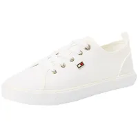 Tommy Hilfiger Damen Vulc Canvas FW0FW08063 Vulkanisierte Sneaker, Weiß (White), 35 EU