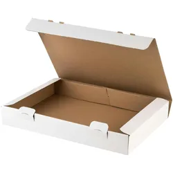 VEPATIM 50x Versandkarton 343x250x49mm schnelle Aufrichtung mit Steckverschluss Maxibrief und Warensendung weiß