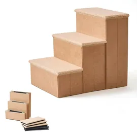 Relaxdays Hundetreppe 3 Stufen Beige 40 cm x 54 cm x 48 cm