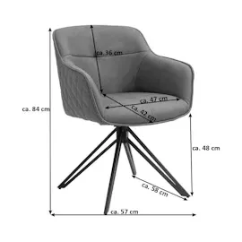 ab:stil.art.moebel Esszimmerstuhl Drehstuhl mit Armlehnen ocean schwarz Watson