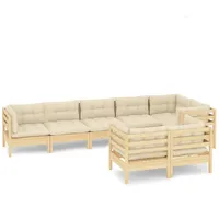 vidaXL Garten-Lounge-Set 8-tlg. creme Massivholz Kiefer