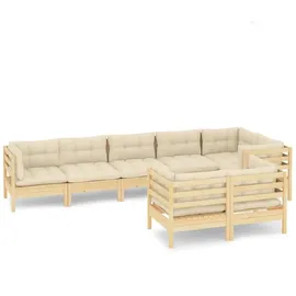 vidaXL Garten-Lounge-Set 8-tlg. creme Massivholz Kiefer