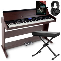 FunKey DP-88 II Digitalpiano braun Set mit Keyboardbank, Kopfhörer und Klavierschule