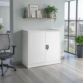 Tectake tectake® Aktenschrank aus pulverbeschichtetem Stahl, 2 höhenverstellbare Einlegeböden, 90 x 40 x 90 cm