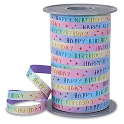 PRÄSENT Geschenkband RAINBOW BIRTHDAY PASTELL matt Regenbogen 10 mm x 200 m