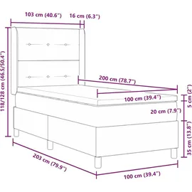 vidaXL Boxspringbett 100 x 200 cm Hellgrau