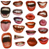 YiYaO Foto Requisiten 20 Stücks Fotorequisiten Fotoaccessoires Komisch Lippe Mund Foto Booth Requisiten Fotorequisiten Junggesellinnenabschied Foto Props Dekorationen Zubehör DIY kit (Rot)