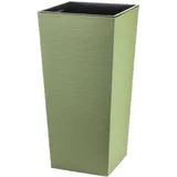 Engelland - Pflanzkübel, Blumentopf aus recyceltem Kunststoff & Holz, Moos-Grün, Rillenoptik, 46,5 cm, nachhaltig, wetterfest, Blumenkübel für Garten, Balkon, Terrasse, Innen- und Außenbereich