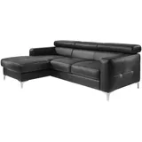 Mivano Ecksofa Sammy, Bettsofa in Lederoptik mit großem Stauraum und verstellbaren Kopfteilen, 227 x 74 x 187, Lederimitat, schwarz