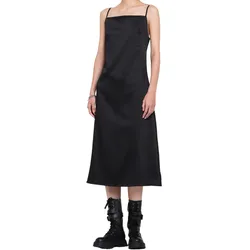 ROCKUPY Damen Midi-Kleid Sommer-Kleid mit Rückenausschnitt und Kasten-Ausschnitt Urlaubs-Kleid RPW20-041002 Schwarz - L
