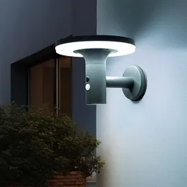 Expo Börse Wandlampe mit Bewegungsmelder LED Solarleuchte Haustürlampe Fassadenleuchte anthrazit Gartenlampe, 250lm, Kaltweiß, Bxh 24x21 cm