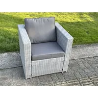 Gartenmöbel im Freien Einzelner Sessel Helles Grau Sofa Polyrattan Stuhl - Fimous