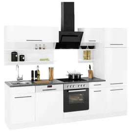 kochstation Küchenzeile »KS-Tulsa«, ohne E-Geräte, Breite 270 cm, schwarze Metallgriffe, MDF Fronten weiß
