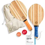 two46 Frescobol - Premium Beachball Set aus Holz | Handgefertigt & Langlebig | TESTSIEGER 2024 | inkl. Anfängerball & Tasche | Perfekte Geschenkidee | Der Trendsport aus Brasilien