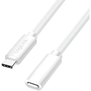 Logilink CU0222 - USB 2.0 Typ-C Verlängerungskabel mit PD Unterstützung (PowerDelivery), Farbe: Weiß,