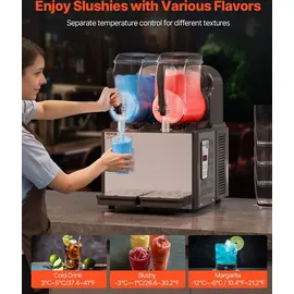 Vevor kommerzielle Slush-Maschine 4 L x 2 Doppeltank Slush-Eismaschine Slushy Machine für gefrorene Getränke, 32 Tassen Margarita-Smoothie-Maschine für Partys zu Hause Restaurants Cafés Bars