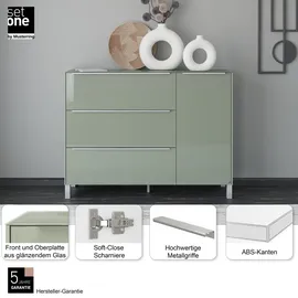 Set One by Musterring Sideboard Reno (1 St), Mit Vierkantfuß in diversen Farben, 106 cm Höhe & Farbauswahl grün