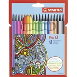 Stabilo Premium-Filzstift - STABILO Pen 68 - 18er Pack - mit 18 verschiedenen Farben