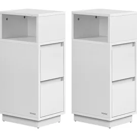 VASAGLE Schmaler Nachttisch 2er Set, mit Schubladen, wolkenweiß