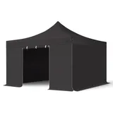 TOOLPORT Faltpavillon 4 x 4 m inkl. 4 Seitenteile Schwarz