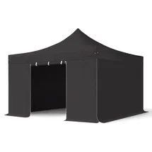 TOOLPORT Faltpavillon 4 x 4 m inkl. 4 Seitenteile Schwarz